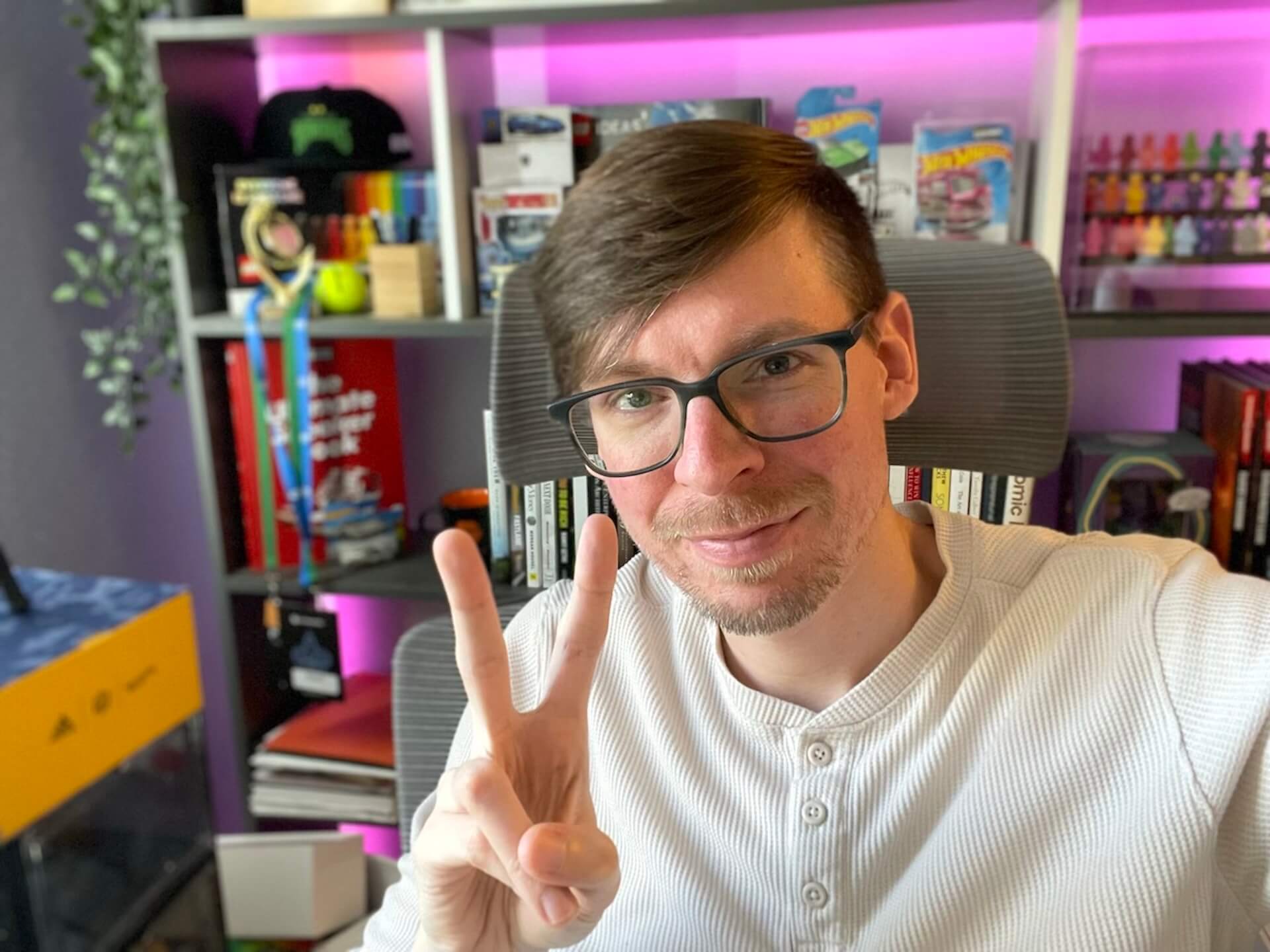 A selfie of Aken in his office